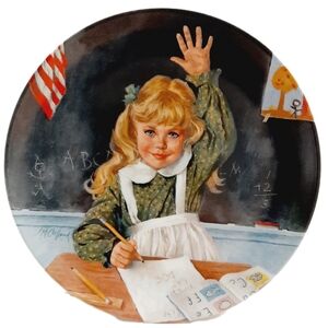 🍒 1986 RECO Plate LEARNING IS FUN Becky's Day Collection by John McClelland Vtg